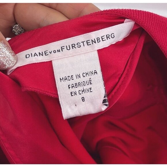 Diane von Fruestenberg Sz 8 Red Arita Sheath Mini Dress Stretch Zip Back Holiday - Picture 5 of 9